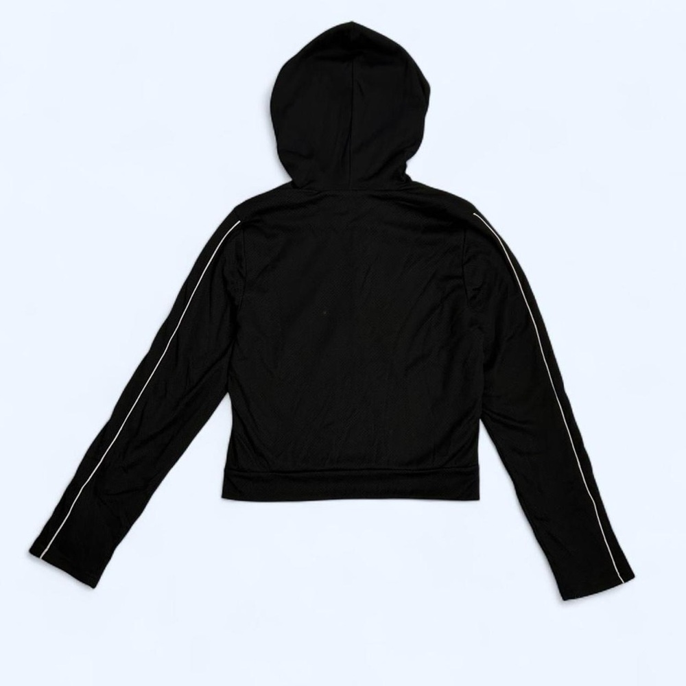 Vintage Y2K Guess Black Athletic Mesh Zip Up Hooded Jacket w Glitter Logo - Picture 3 of 8